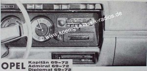 Blaupunkt Frankfurt f�r Opel Kapit�n, Admiral + Diplomat 1969-72