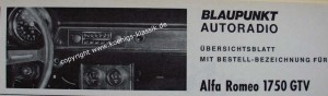 Blaupunkt Frankfurt f�r Alfa 1750 GTV