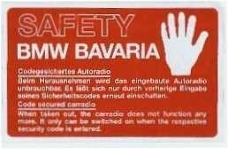 Becker Fenster-Aufkleber BMW BAVARIA SAFETY
