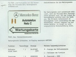 Mercedes-Benz Wartungskarte mit Bedienhinweis Autotelefon Netz C