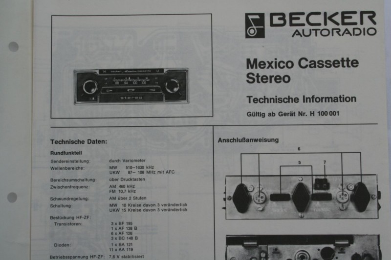 Schaltplan Mexico Cassette > H100001